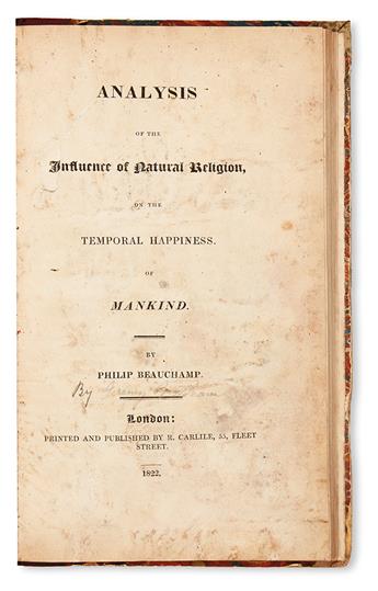 [BENTHAM, JEREMY; and GROTE, GEORGE. ] Analysis of the Influence of Natural Religion, on the Temporal Happiness of Mankind.  1822